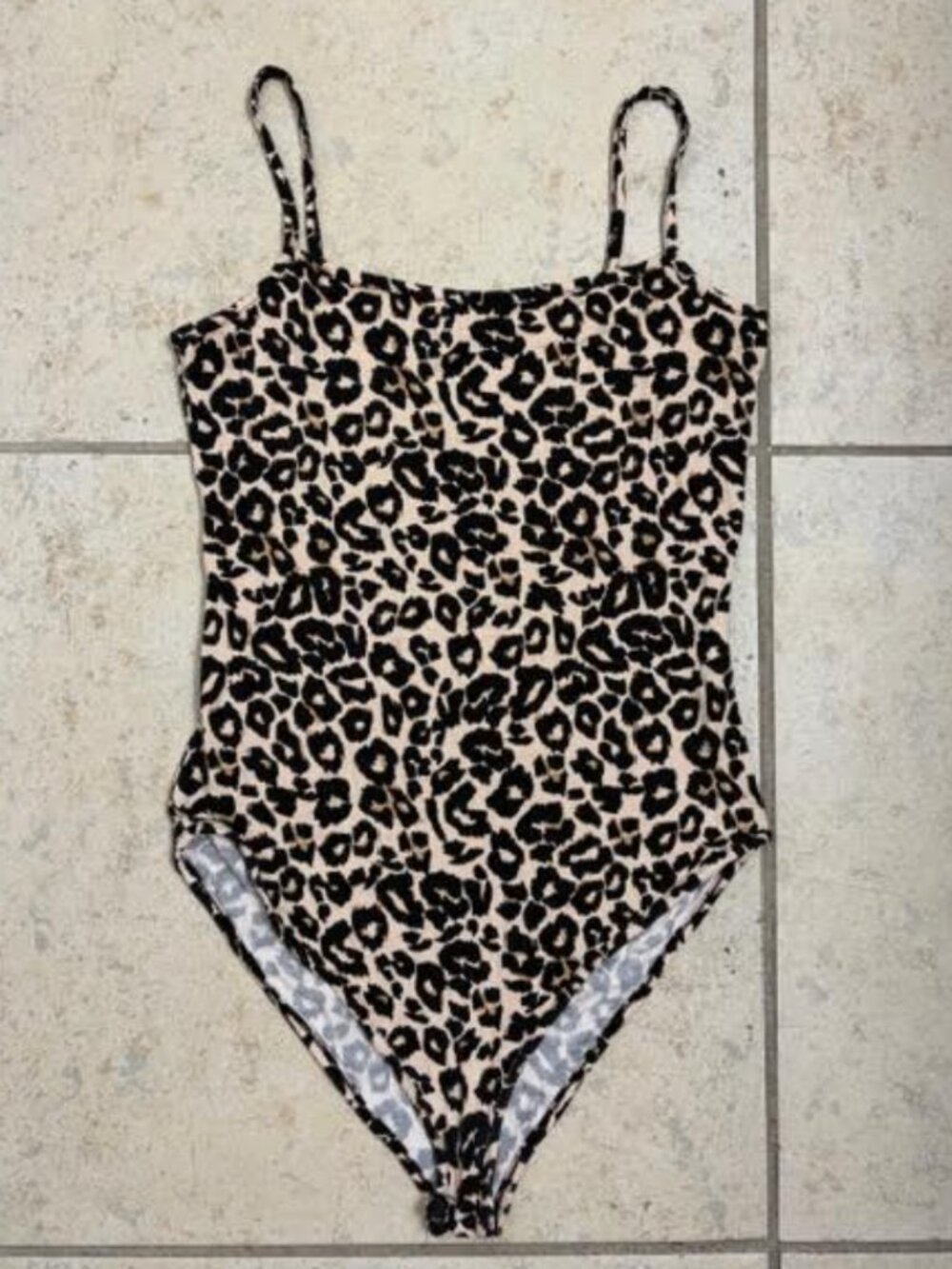 PRIMARK Women's Bodysuit US4 Small Animal Print Leopard Spaghetti Straps